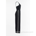 Black shine jump trousers with straps top